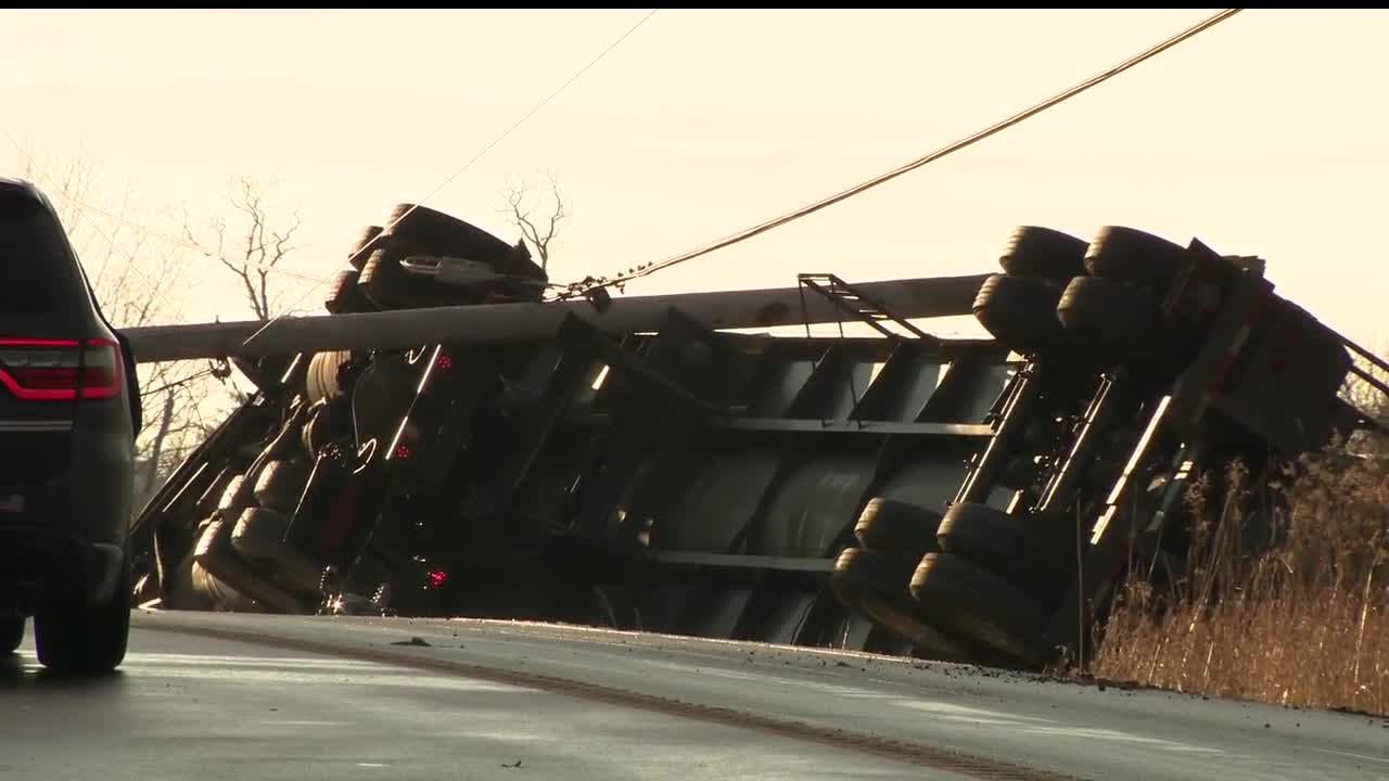 Tanker truck flips over, pulling down power lines in Springfield – WKBN.com