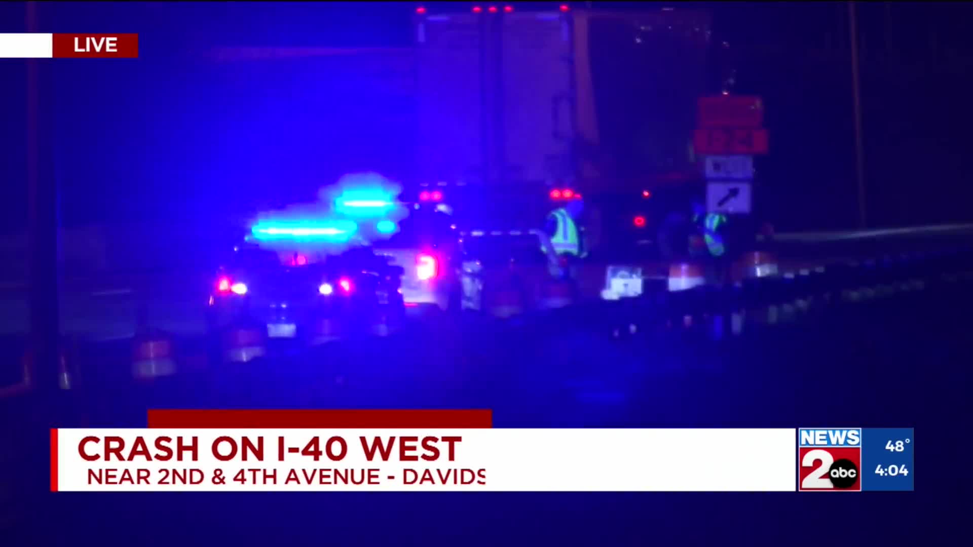 Crash blocking portion of I-40 in downtown Nashville – WKRN News 2