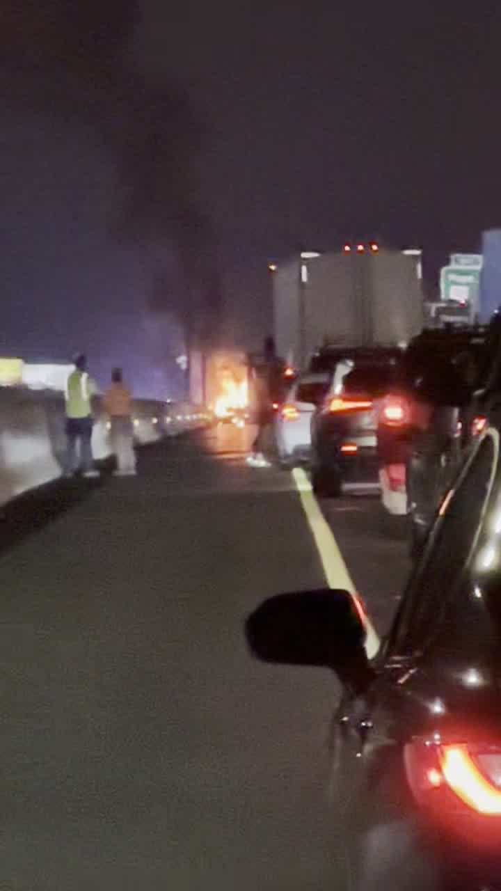 Fiery crash shuts down I-95 in Harnett County (Courtesy: Don Beeler ...