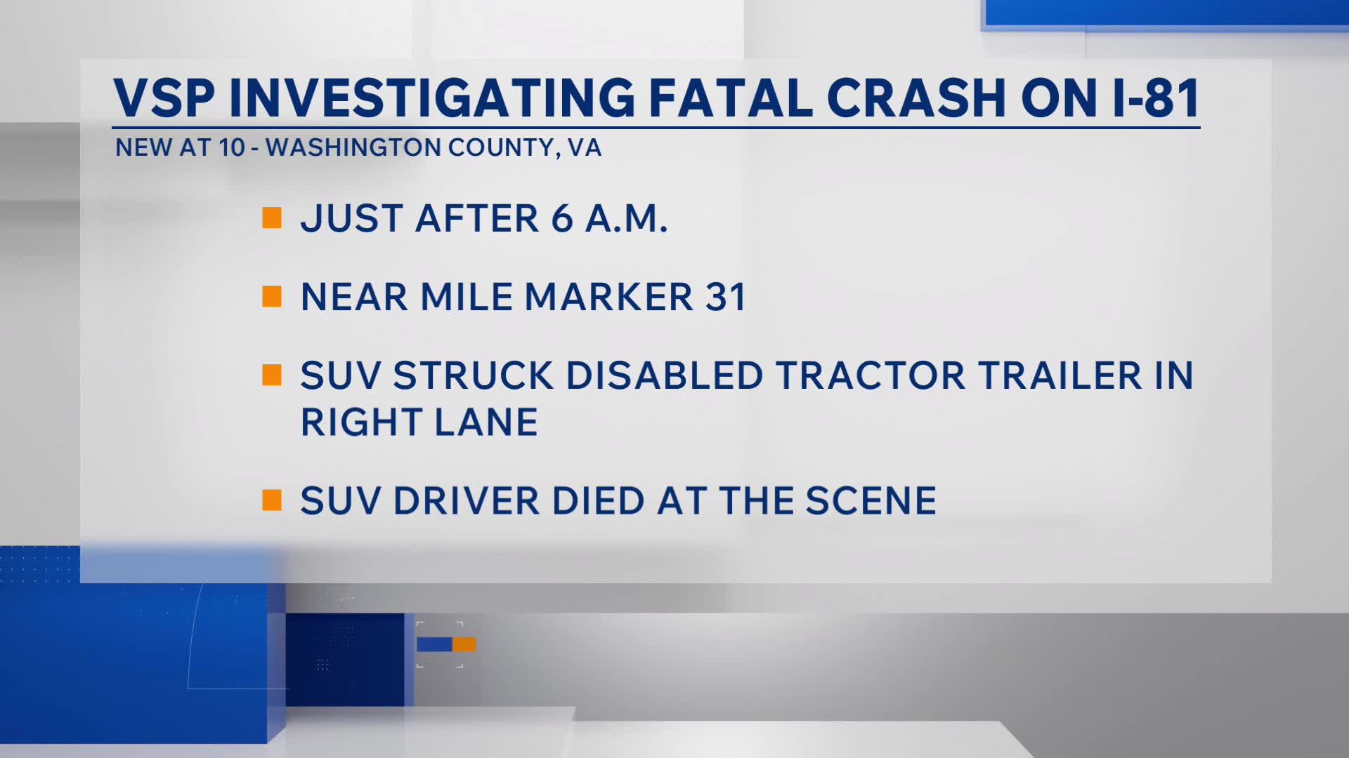 VSP investigating fatal crash on I-81 in Washington County – WJHL | Tri ...
