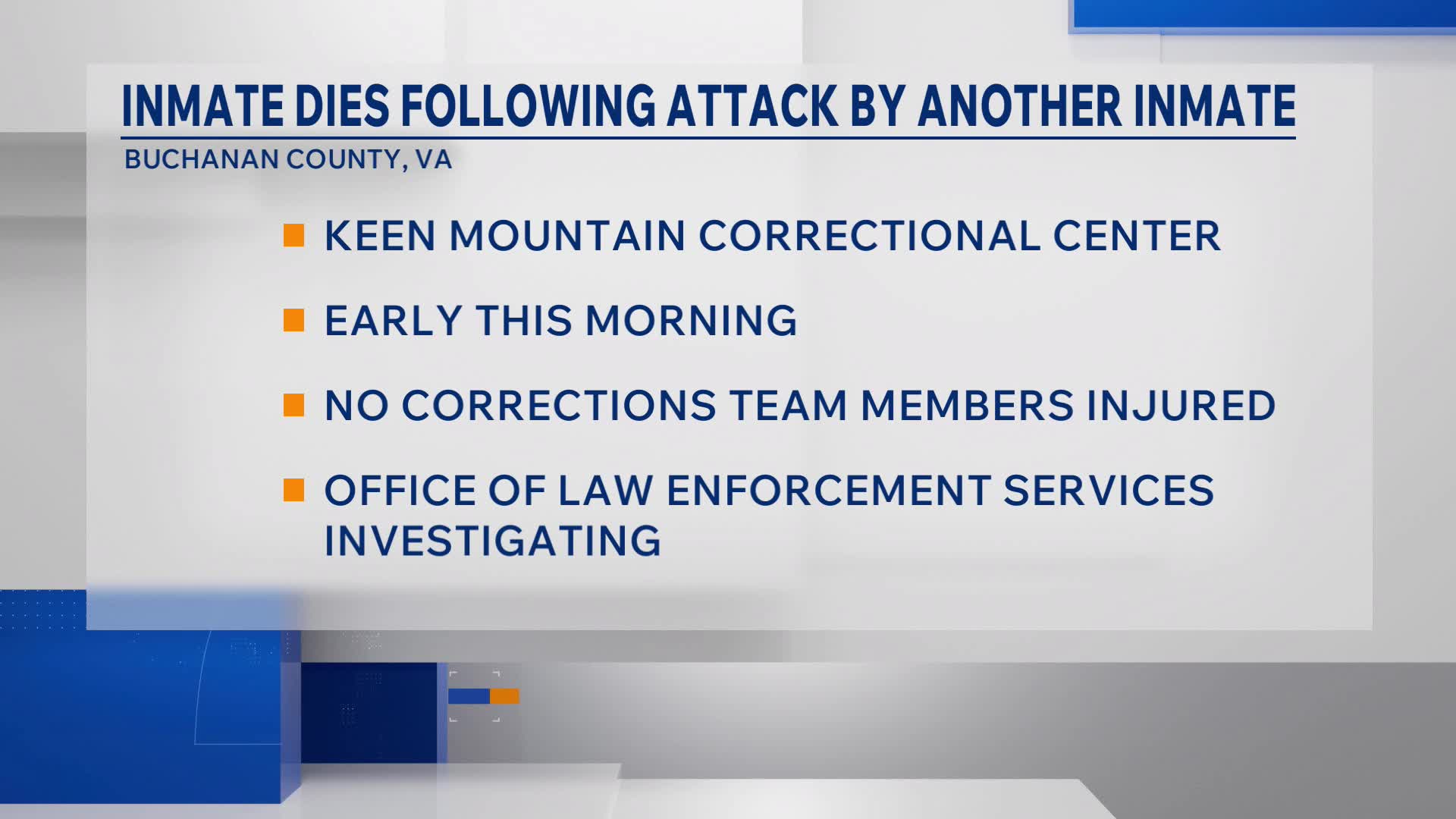 Inmate dead at Buchanan Co. prison after apparent attack – WJHL | Tri ...