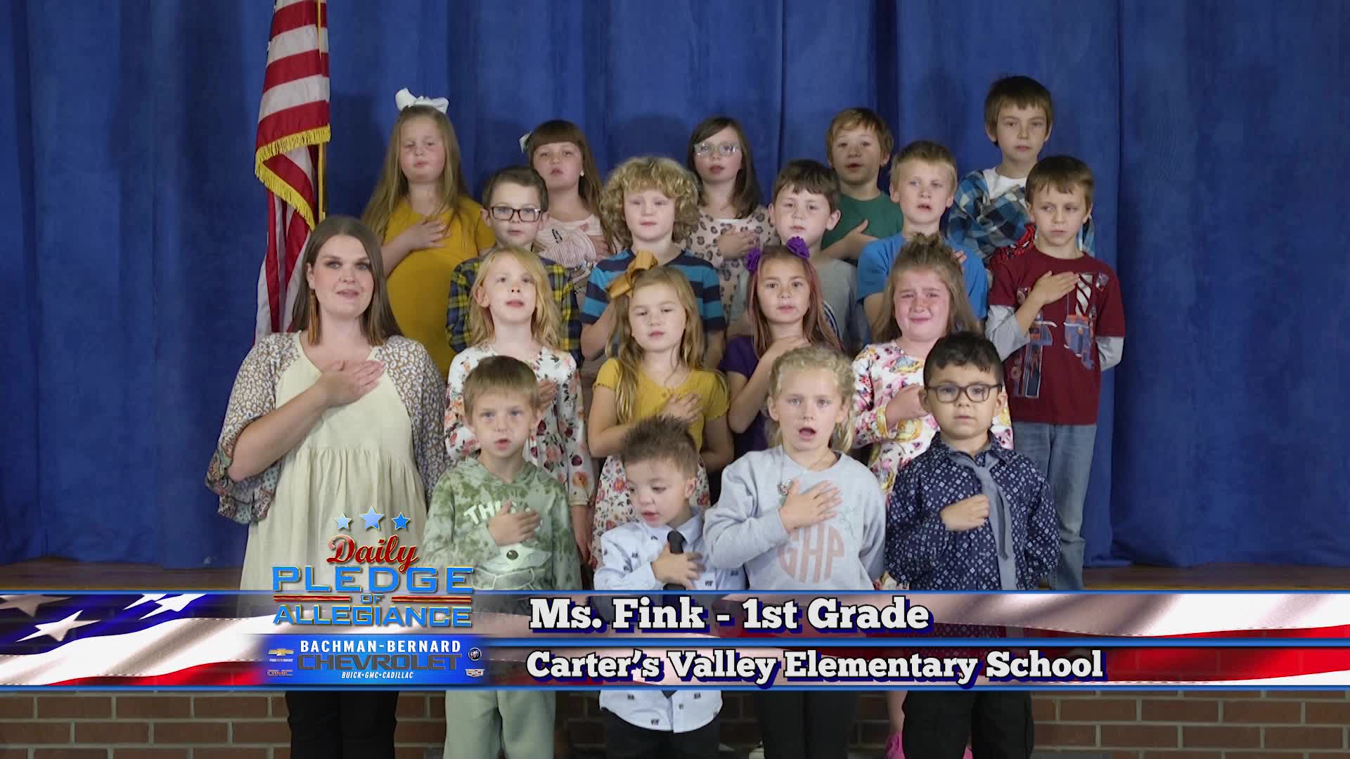 Daily Pledge Carter’s Valley Elementary Ms. Fink’s 1st Grade Class