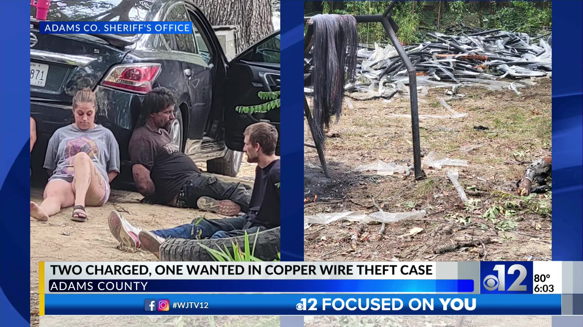 Two charged, one wanted in Adams County copper wire theft case – WJTV