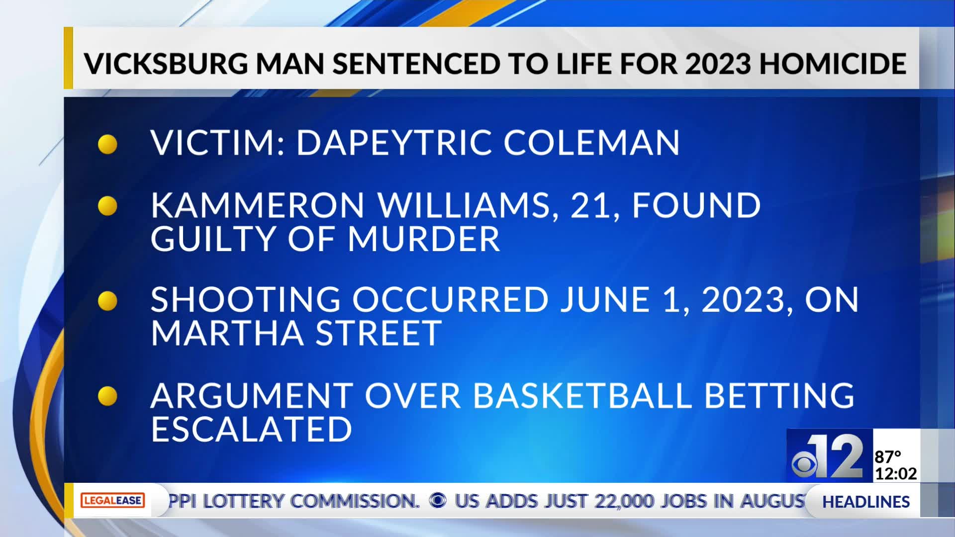 Man sentenced to life for 2023 homicide in Vicksburg – WJTV