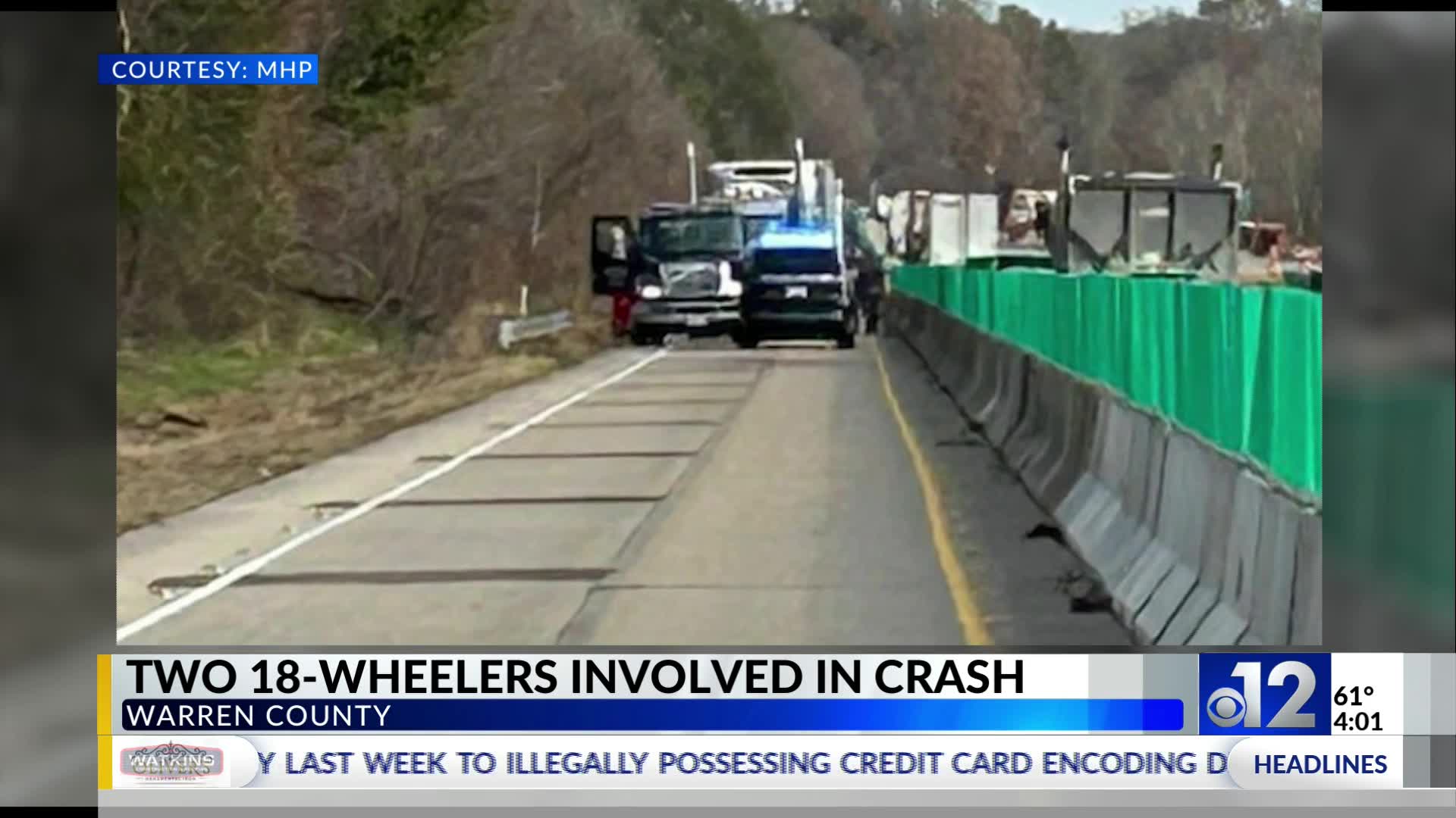 Two 18-wheelers involved in Warren County crash – WJTV