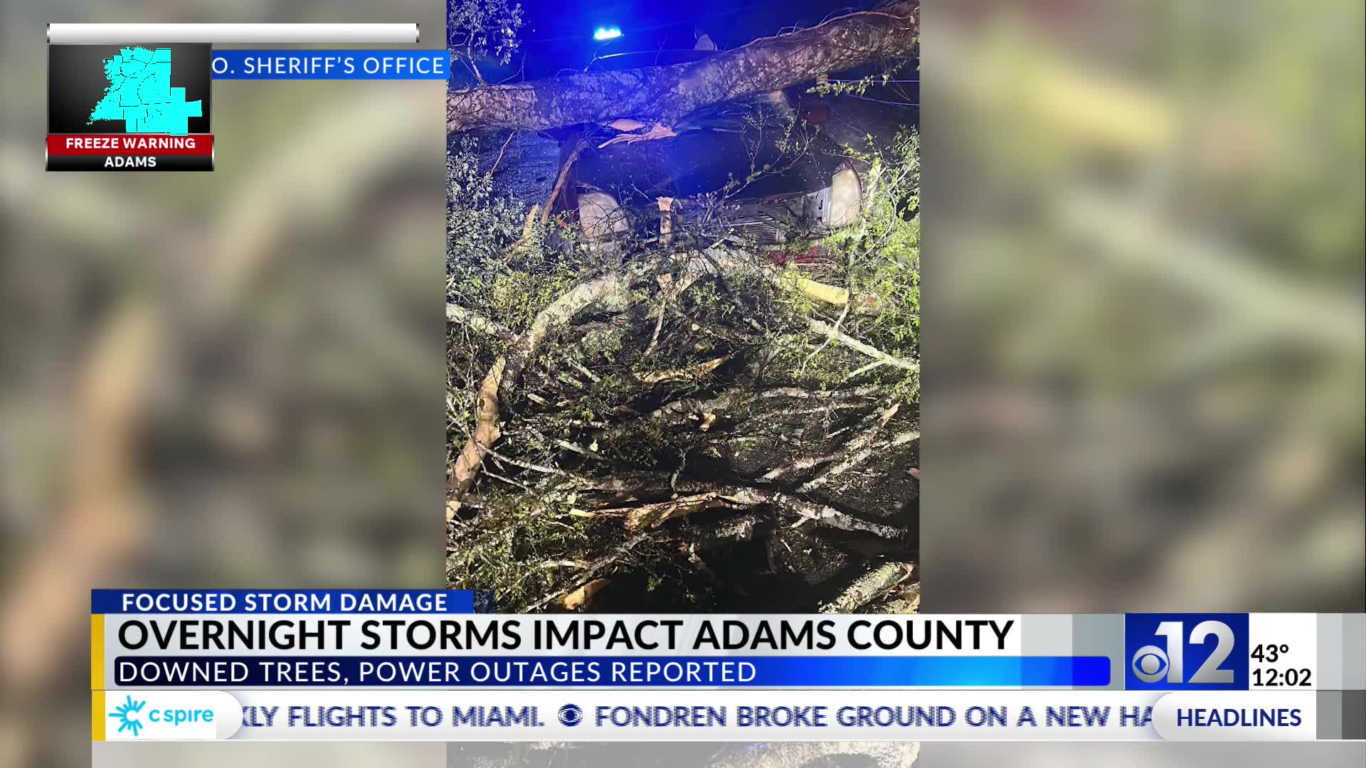 Severe storms cause widespread damage in Adams County – WJTV