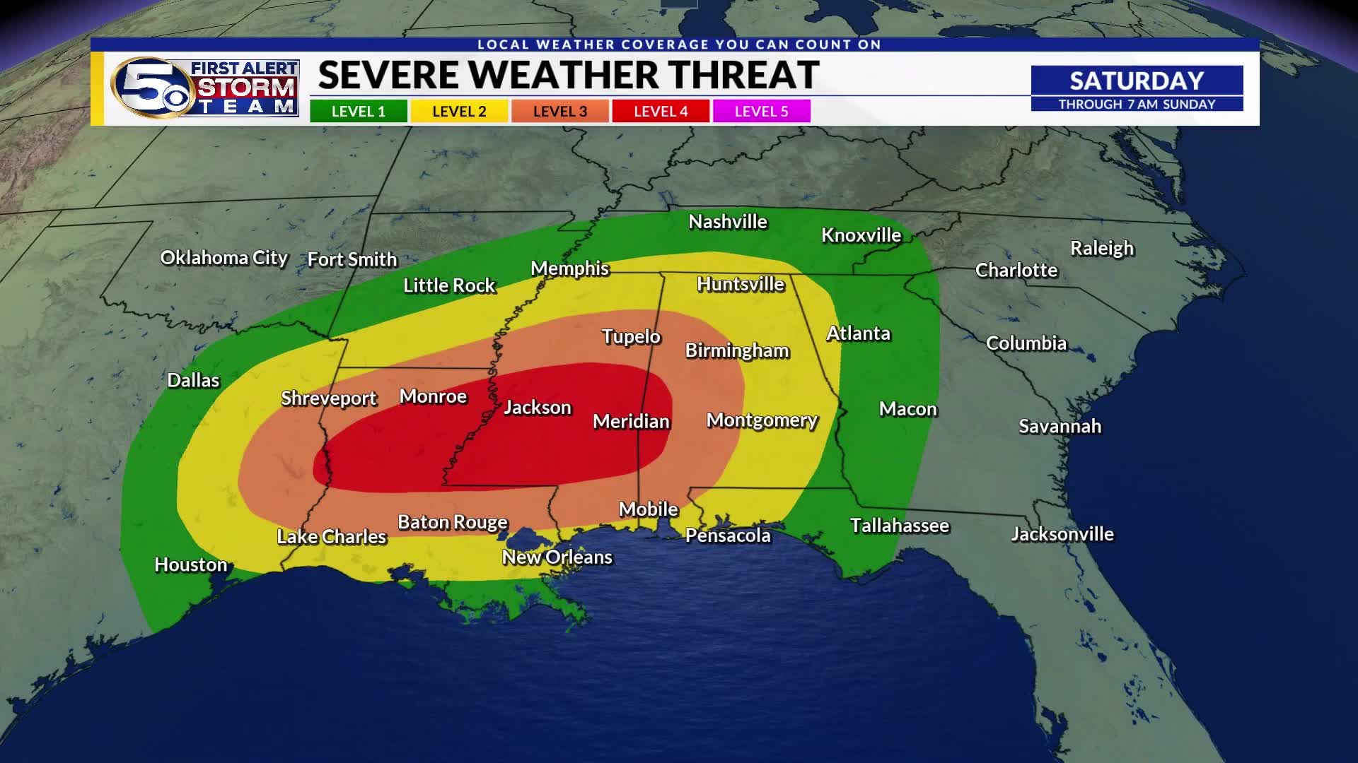 WEATHER ALERT Saturday Evening through Sunday Morning – WKRG News 5