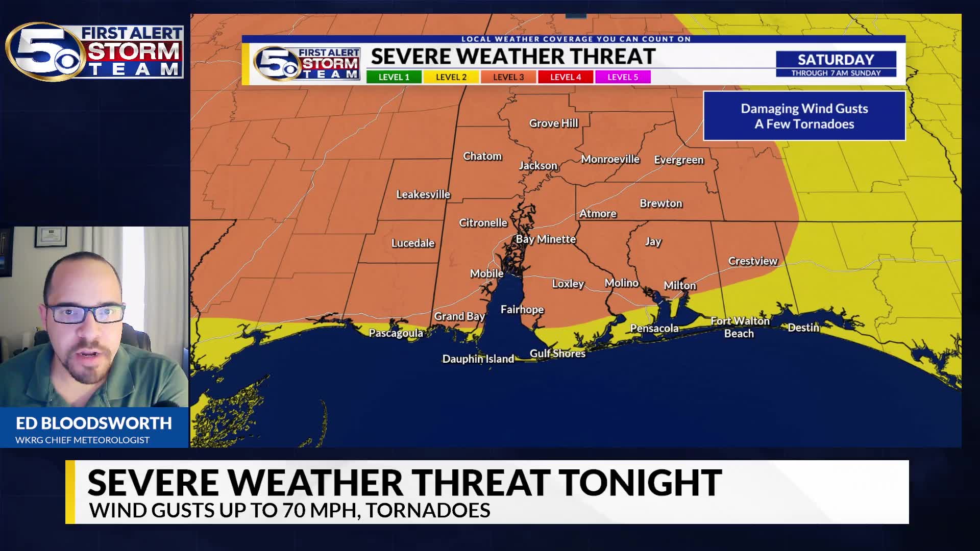 Severe Weather Threat Saturday Night into Sunday Morning – WKRG News 5