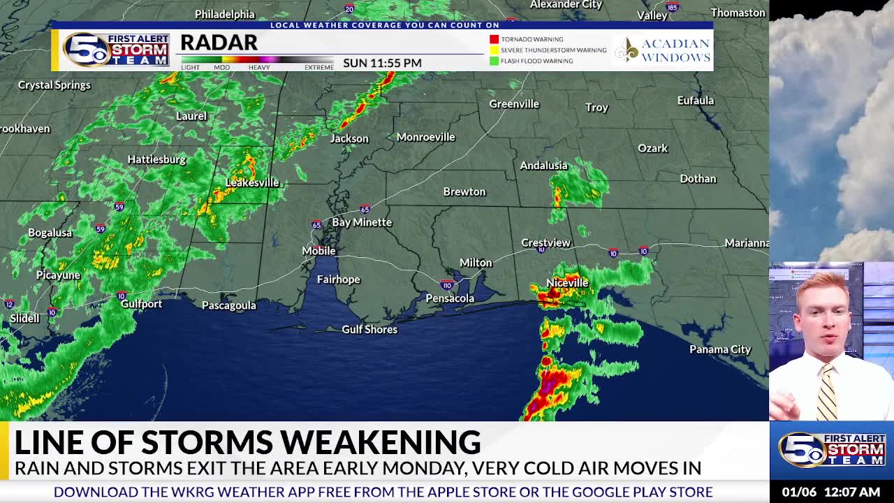 Severe Update 12:10 am Monday – WKRG News 5