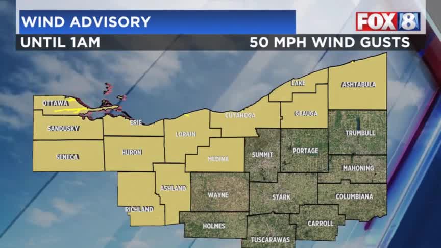Wind Advisory: 50 mph gusts and snow tonight – Fox 8 Cleveland WJW