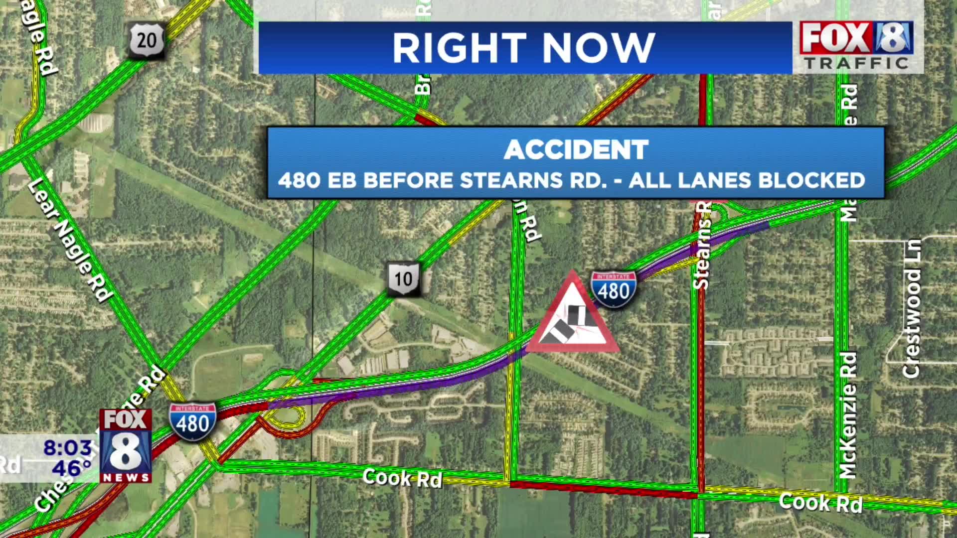 Crash closes portion of I-480 – Fox 8 Cleveland WJW