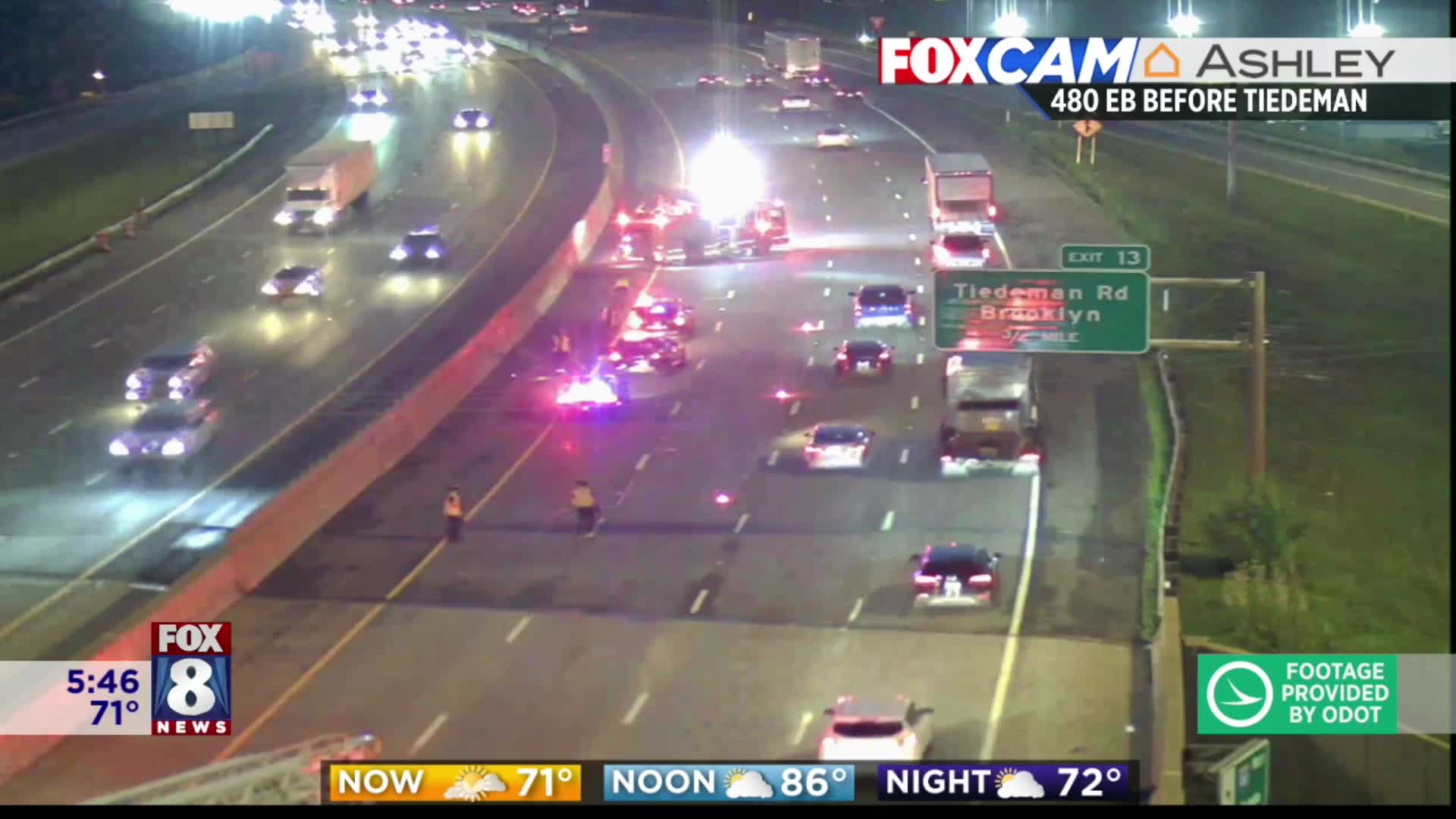 Flipped vehicle blocking I-480 – Fox 8 Cleveland WJW